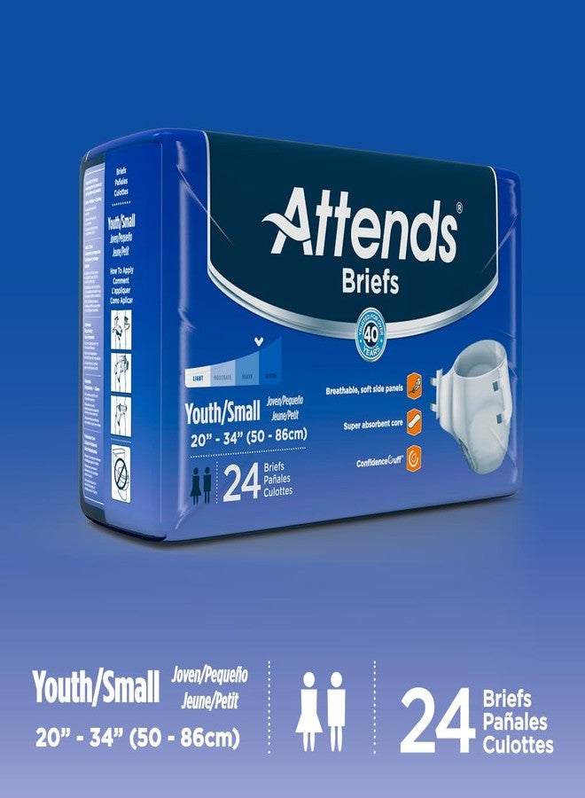 Attends Youth Incontinence Disposable Briefs, Youth/Small, 20"-34" Waist with Tab Closure, Heavy Absorbency with Super Absorbent Core and Breathable Side Panels, 24ct Bag - Image 5